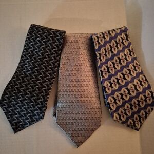 Elegant Men's ZYLOS Tie Set - Black, Tan, Blue